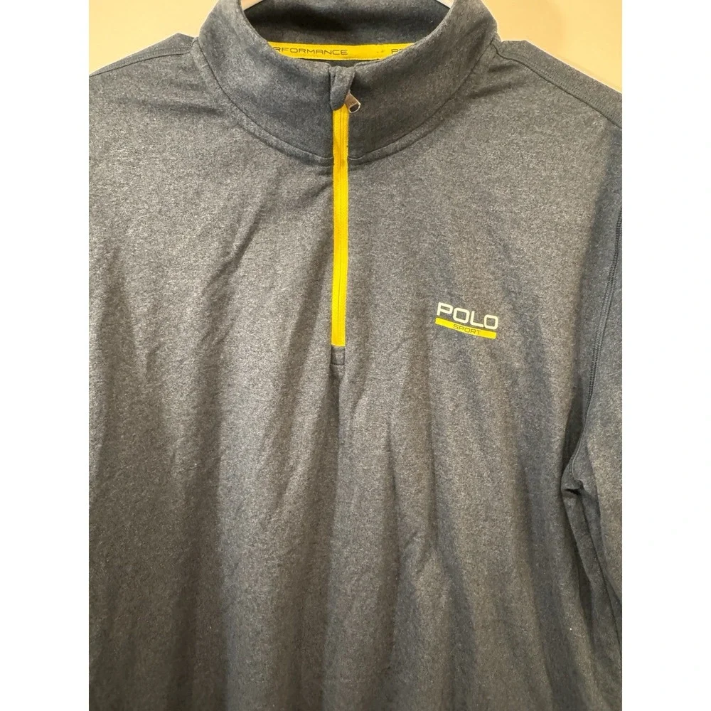 Polo Sport‎ Ralph Lauren 1/4 zip mens L blue yellow Performance Thermo Vent